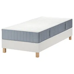 IKEA LYNGÖR(995.523.75) континентальне ліжко, Valevåg середньої твердості/світло-блакитний білий