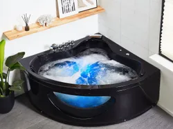 Кутова ванна Whirlpool Black Tocoa 1460 x 1460 мм Ванна зі світлодіодним підсвічуванням Ванна кутова для дому