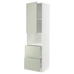 IKEA METOD / MAXIMERA(794.865.36) висока шафа для мікрохвильової печі з дверцятами та 2 ящиками, білий/Stensund світло-зелений