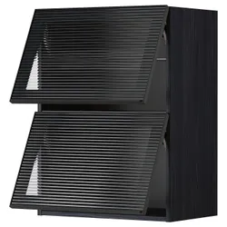 IKEA METOD(794.907.41) шафи, п.2, дверцята дзеркала відкриті, чорний/Hejsta антрацитове рифлене скло