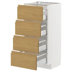 IKEA METOD / MAXIMERA(395.390.42) шафа, що стоїть, з 4 фасадами/4 ящиками, білий/імітація Воксторпа дуб