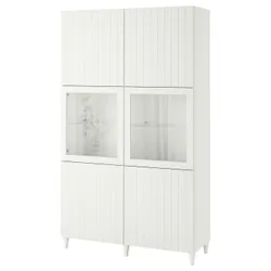 IKEA BESTÅ(393.849.50) книжкова шафа / скляні двері, біле прозоре скло Sutterviken / Sindvik