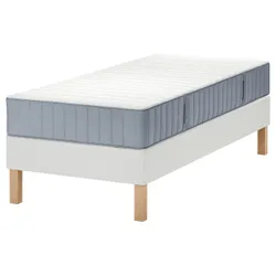 IKEA LYNGÖR(995.498.25) континентальне ліжко, Valevåg твердий/блакитний білий
