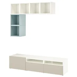 IKEA BESTÅ / EKET(695.228.70) комбинация тумб под телевизор, білий/світло-сіро-блакитний