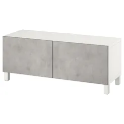 IKEA BESTÅ(894.194.38) Тумба під телевізор з дверцятами, білий Kallviken / Stubbarp / світло-сірий