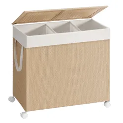 Бежевий мобільний кошик пральний 140 л