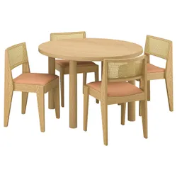IKEA STOCKHOLM 2025 / STOCKHOLM 2025(095.800.09) Стіл та 4 стільці, Okl Oak/Rattan Oak