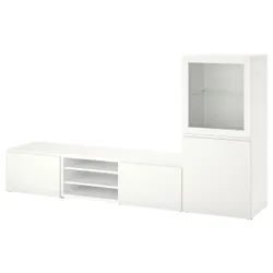 IKEA BESTÅ(994.217.23) комбінація для телевізора / скляні двері, біле / Västerviken біле прозоре скло