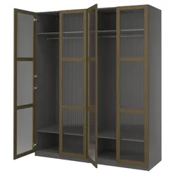 IKEA PAX / TONSTAD(195.493.63) Комбінація гардеробу, Темно -сірий коричневий/пофарбований дубовий шпон
