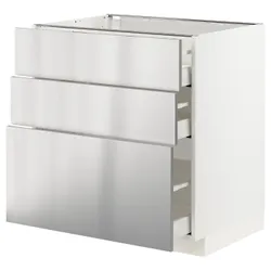 IKEA METOD / MAXIMERA (193.299.07) тумба стояча з 3 ящиками, білий / Vårsta нержавіюча сталь