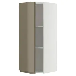 IKEA METOD(495.773.02) настінна шафа з полками, білий/Voxtorp Gloss Dark -brown