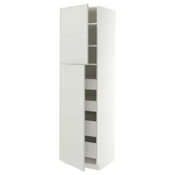 IKEA METOD / MAXIMERA(996.045.72) висока шафа, 2 двері/4 шухляди, білий/Aspudden світло-сірий