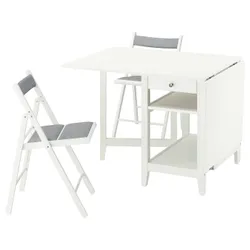 IKEA NÄSINGE / FRÖSVI(895.969.97) Стіл та 2 стільці, Таблиця з опущеним білим/складним стільником білого/Knisa світло -сірий