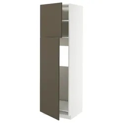 IKEA METOD(095.583.48) висока шафа-холодильник з 2 дверцятами, білий/Хавсторп коричнево-бежевий