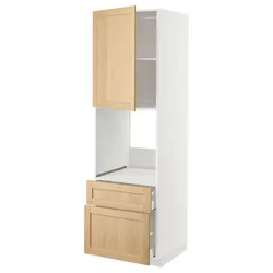 IKEA METOD / MAXIMERA(195.095.12) висока духова шафа з дверцятами/2 фасади/середня/висока скринька, білий/Дуб Форсбака