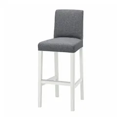 IKEA BERGMUND(893.846.60) Барний стілець зі спинкою, білий/Gunnared середньо-сірий