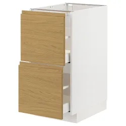 IKEA METOD / MAXIMERA(895.382.62) Шафа з 2 фасадами/2 високими ящиками, білий/імітація Voxtorpа дуб