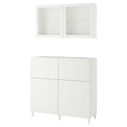 IKEA BESTÅ(993.992.27) поєднання полиці з дверцятами/шухлядами, біле / Sutterviken / Kabbarp біле прозоре скло