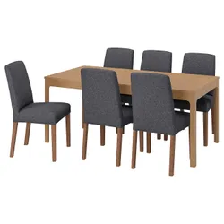 IKEA EKEDALEN / BERGMUND(094.084.86) стіл і 6 стільців, наслідування. дуб / Гуннаред середньо сірий