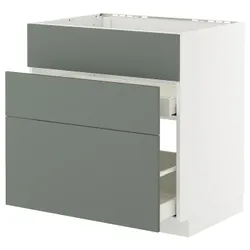 IKEA METOD / MAXIMERA(895.660.85) тумба, раковина + 3 фасади/2 ящики, білий/Nickebo матовий сіро-зелений