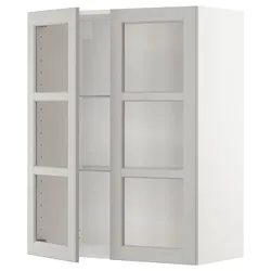 IKEA METOD(194.621.52) напівпансіон / 2 скляних двері, білий / Lerhyttan світло-сірий