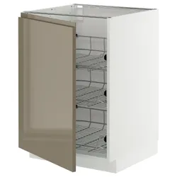 IKEA METOD(495.774.20) шафи з кошика друка, білий/Voxtorp Gloss Dark -brown