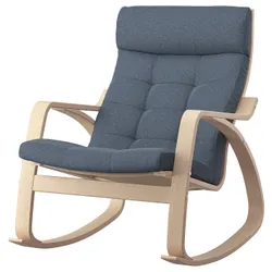 IKEA POÄNG(495.022.17) Крісло качалка, Дубовий шпон, вибілений/Gunnared синій