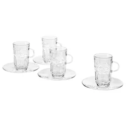 IKEA SÄLLSKAPLIG (504.780.04) Чашка з блюдцем, прозоре скло / візерунок