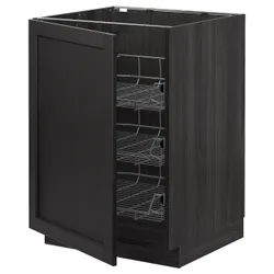 IKEA METOD(494.649.51) стелаж з дротяним кошиком, чорний / Lerhyttan чорний тонований