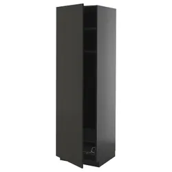 IKEA METOD(095.869.59) Висока шафа, полки/кошик, Чарнозарій/Ніккебо матовий антрацит