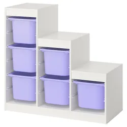 IKEA TROFAST(095.733.20) Полиця з контейнерами, білий/бузок