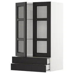 IKEA METOD / MAXIMERA(294.639.43) ш ш 2 скляні дверцята / 2 ящики, білий/забарвлений лерхітановим чорним