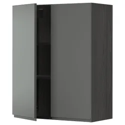 IKEA METOD(494.678.17) навісна шафа з полицями / 2 двер, чорний / Voxtorp темно-сірий