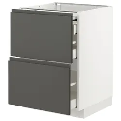 IKEA METOD / MAXIMERA(094.337.30) шафа з висувною стільницею / 3 шухляди, білий / Voxtorp темно-сірий