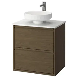 IKEA ÄNGSJÖN / LERSJÖN(895.712.80) Шафи для вимивання ящиками/миттям/акумулятором, коричневий іміміт. дуб/білий імітаційний мармур