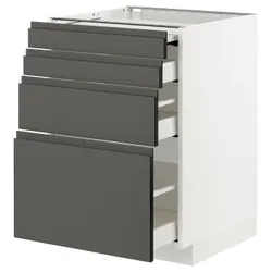 IKEA METOD / MAXIMERA(994.337.40) шафа з висувною стільницею / 3 шухляди, білий / Voxtorp темно-сірий