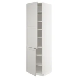 IKEA METOD(694.701.40) висока шафа з полицями / 2 двер, білий/Lerhyttan світло-сірий