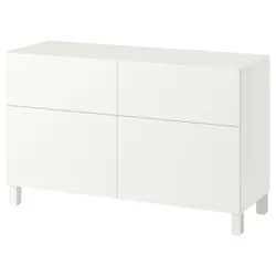 IKEA BESTÅ(395.976.97) поєднання полиці з дверцятами/шухлядами, Förvaltare white/Stubbarp white