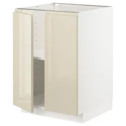IKEA METOD(594.594.02) stj шафа / полиці / 2 двер, білий / Voxtorp глянцевий світло-бежевий