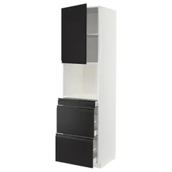 IKEA METOD / MAXIMERA(394.940.29) Шафа НВЧ комбінована з дверцятами/3 ящики, білий/Upplöv матовий антрацит