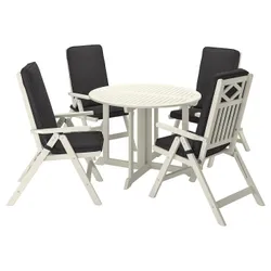IKEA BONDHOLMEN(695.498.84) стіл + 4 стулки стільці, на відкритому повітрі, білий/бежевий/Ярпон/Дувхольмен антрацит