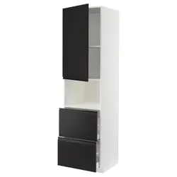 IKEA METOD / MAXIMERA(394.940.91) висока шафа для мікрохвильової печі з дверцятами та 2 ящиками, білий/Upplöv матовий антрацит