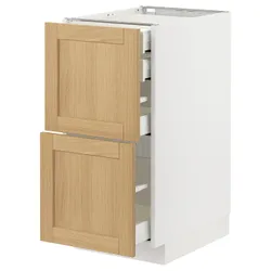 IKEA METOD / MAXIMERA(595.091.43) Шафа з 2 фасадами/2 низьким/середнім/високим ящиком, білий/Дуб Форсбака