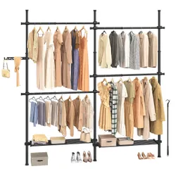 Телескопічний вішак для одягу чорний 3 рівні