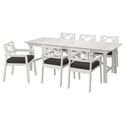 IKEA BONDHOLMEN(795.512.49) стіл + 6 стільців із підлокітниками, на відкритому повітрі, білий/бежевий/Ярпон/Дувхольмен антрацит