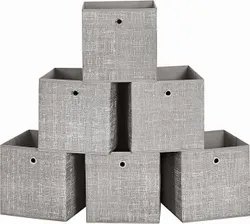 SONGMICS Коробка для зберігання, набір з 6 шт., неткані організаційні коробки з ручкою, коробка для зберігання, 30 x 30 x 30 см,