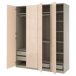 IKEA PAX / FARDAL(495.979.27) Комбінація гардеробу, Сірий -коре/світло -помаранчевий блиск