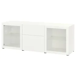 IKEA BESTÅ (093.251.08) поєднання з ящиками, біле прозоре скло Lappviken / Sindvik біле