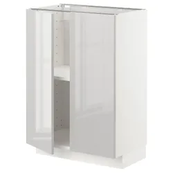 IKEA METOD(494.645.31) stj шафа / полиці / 2 двер, білий / Ringhult світло-сірий