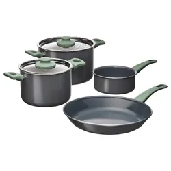IKEA HEMLAGAD(405.834.87) Набір страв, 4 шт, покриття, що запобігає світло -сірому -зеленому/сірому